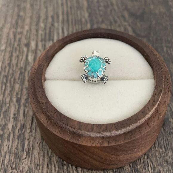 925 Sterling Silver Turquoise Turtle Charm - Picture 8 of 8